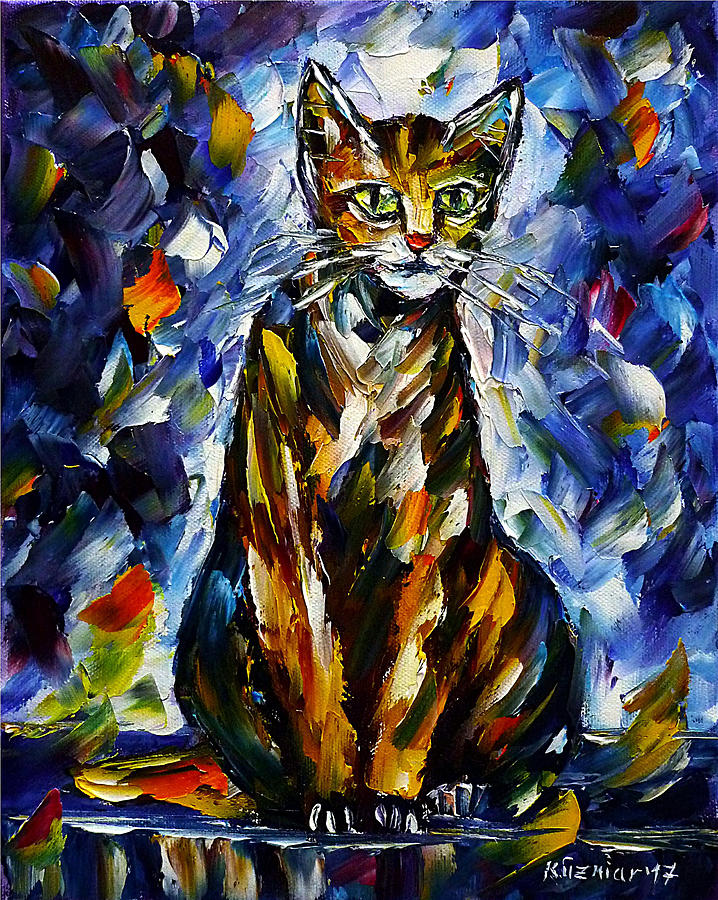 Portrait Of A Cat Painting by Mirek Kuzniar