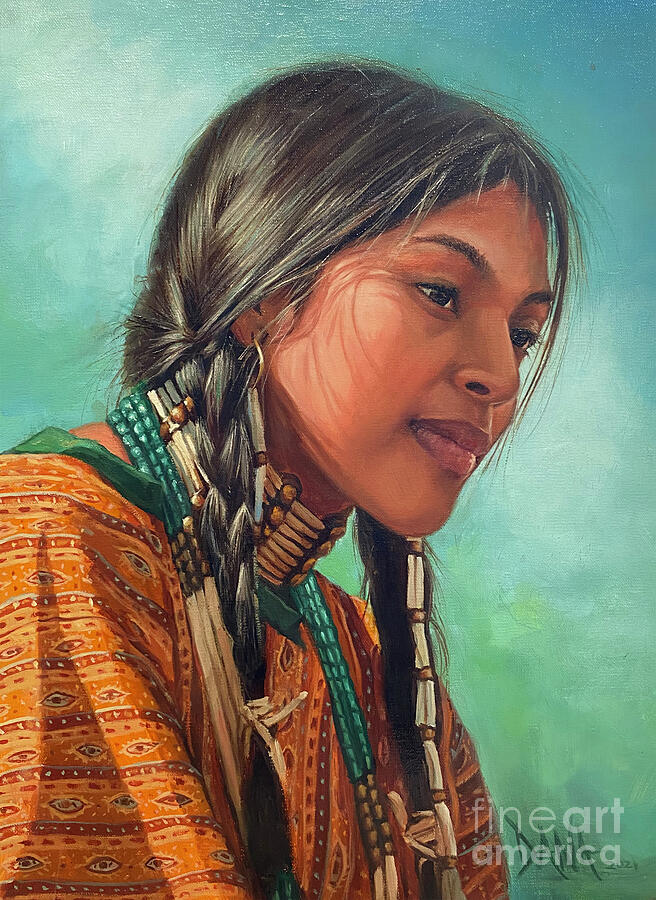 Portrait Of A Cheyenne Woman Painting By Dana Lombardo - Fine Art America