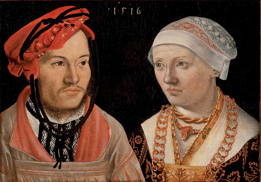 Portrait of a couple Painting by Hans Brosamer