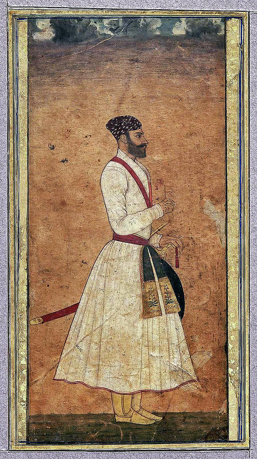 Portrait of a Courtier, in Long-Skirted Jama IndianMughal periodabout 1640 Painting by Artistic Rifki