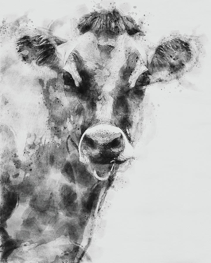 Portrait of a Cow Painting by Bob Orsillo
