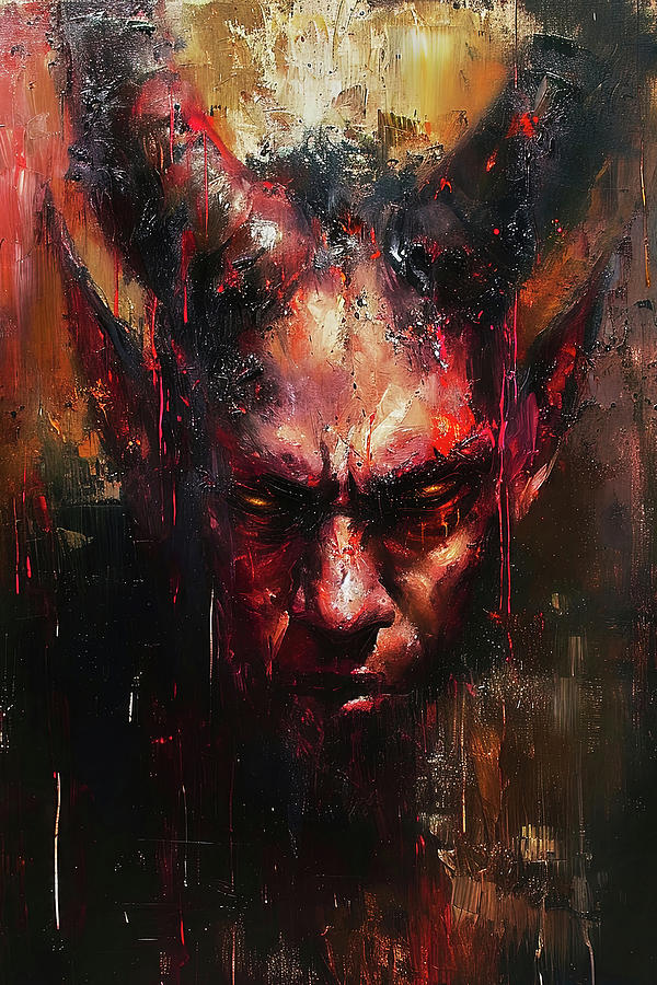 Portrait of a Devil, 01 Painting by AM FineArtPrints Portrait of a Devil, 01 Painting by AM FineArtPrints