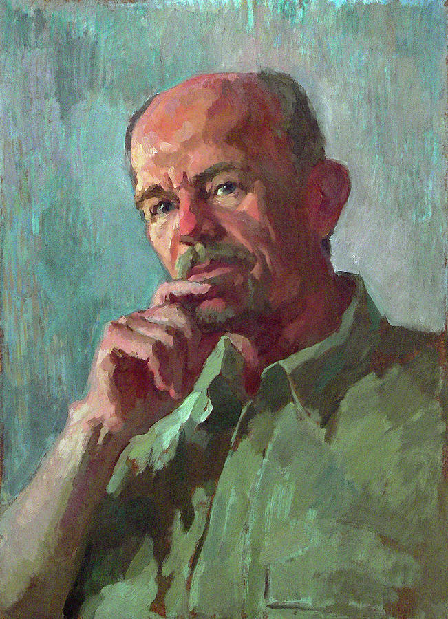 Impressionism Painting - Portrait of my father by Vera Bondare
