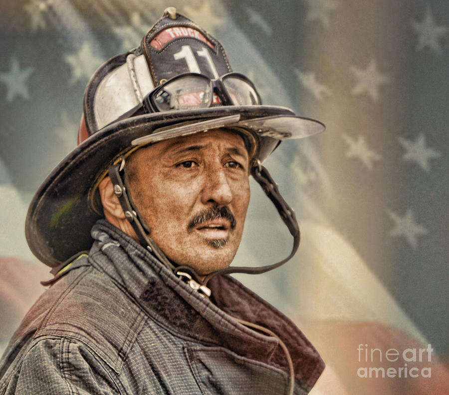 Portrait of a Fire Fighter I I I Digital Art by Jim Fitzpatrick