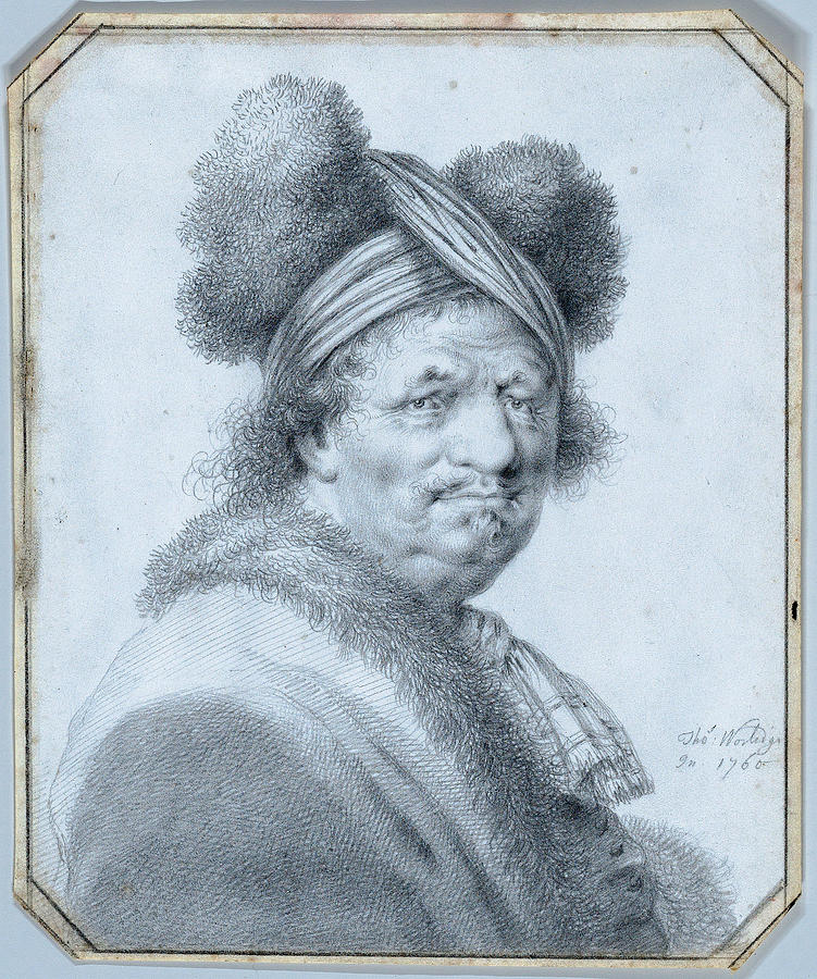 Portrait of a Gentleman Dressed in Furs Drawing by Thomas Worlidge