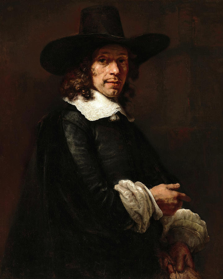 Portrait of a Gentleman with a Tall Hat and Gloves, 1656-1658 Painting ...