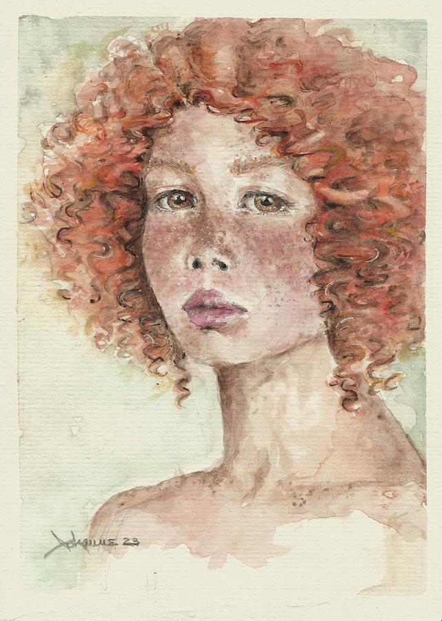 Ginger Painting - Portrait of a Ginger-haired Girl by Johanne Strong