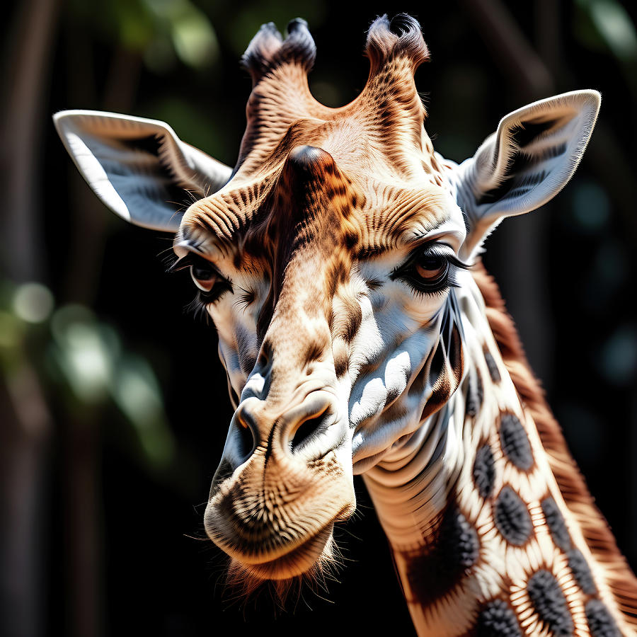 Portrait of a giraffe. Digital Art by Ray Shrewsberry
