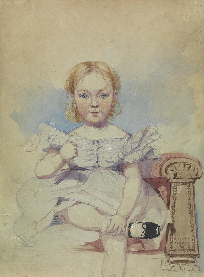 Portrait of a Girl Drawing by Richard Dadd