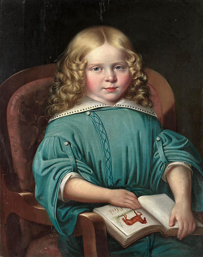 Portrait of a girl with a book  Painting by Martin Jablonski