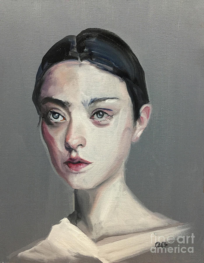 Portrait of a girl with haunting eyes Painting by Greta Corens