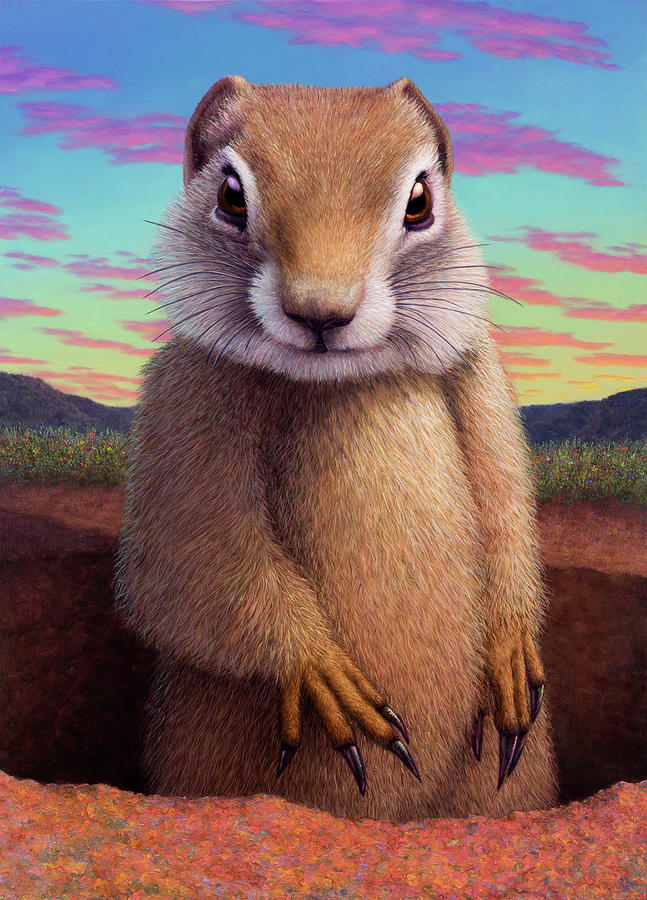 Portrait of a Ground Squirrel Painting by James W Johnson