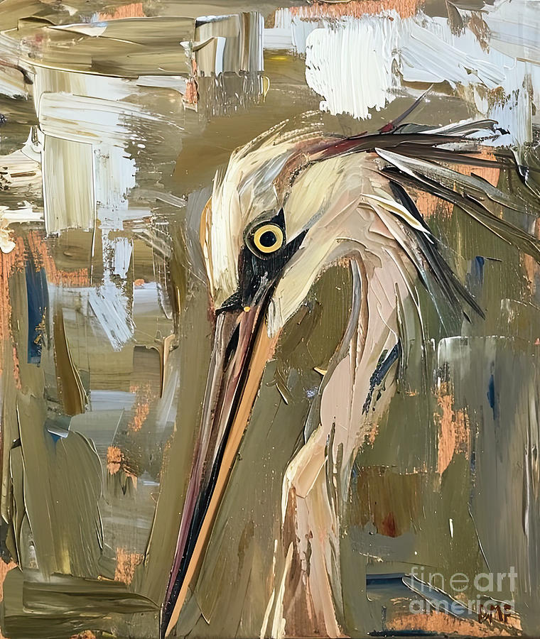 Portrait of a Heron from Saltpans Painting by Dragica Micki Fortuna