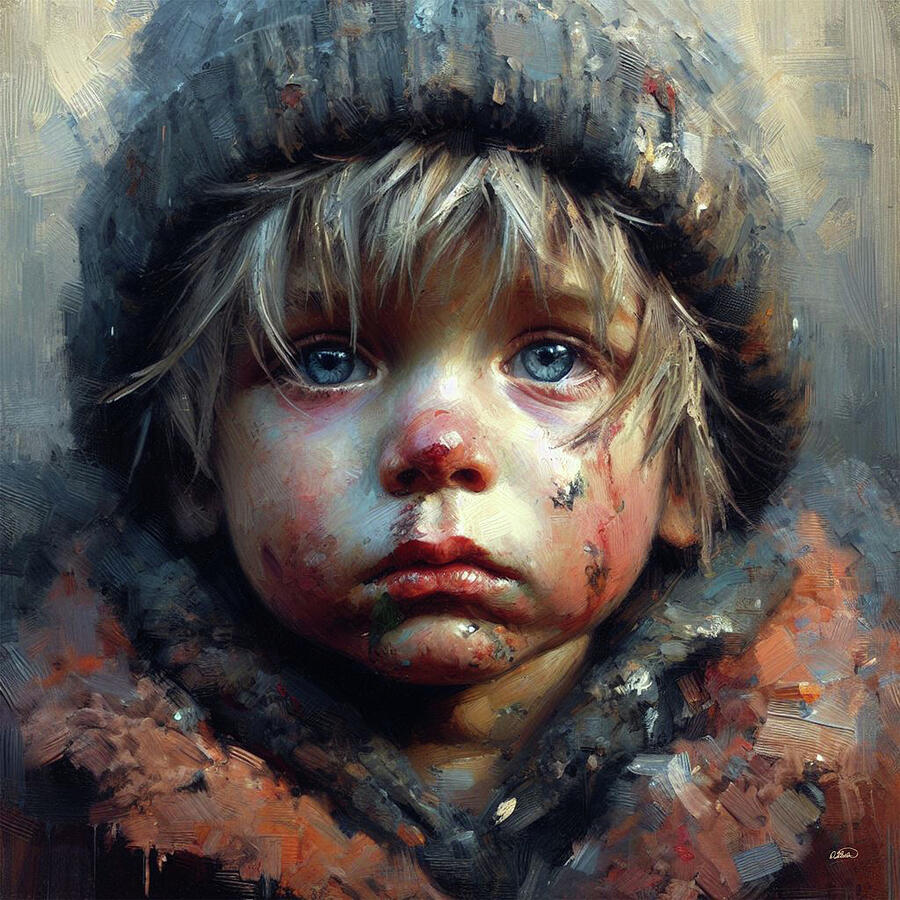 Portrait of a Homeless Child - DWP1701508 Painting by Dean Wittle
