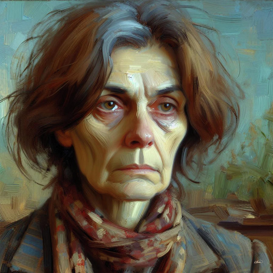 Portrait of a Homeless Woman - DWP1701497 Painting by Dean Wittle