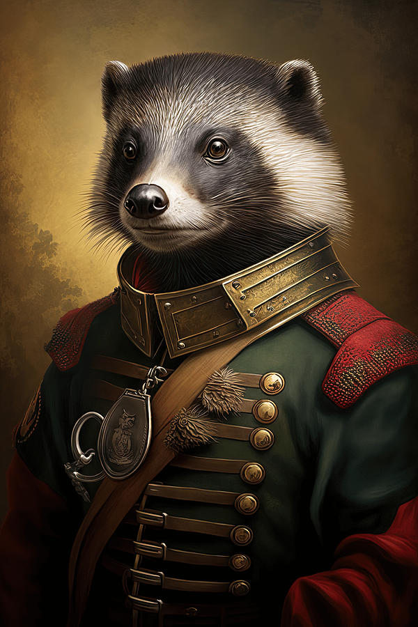 Portrait of a honey badger wearing a human army uniform Digital Art by ...