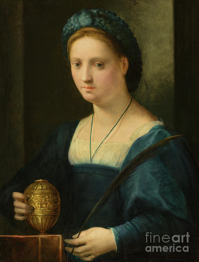 Portrait of a lady, as Mary Magdalene  Painting by Domenico Puligo
