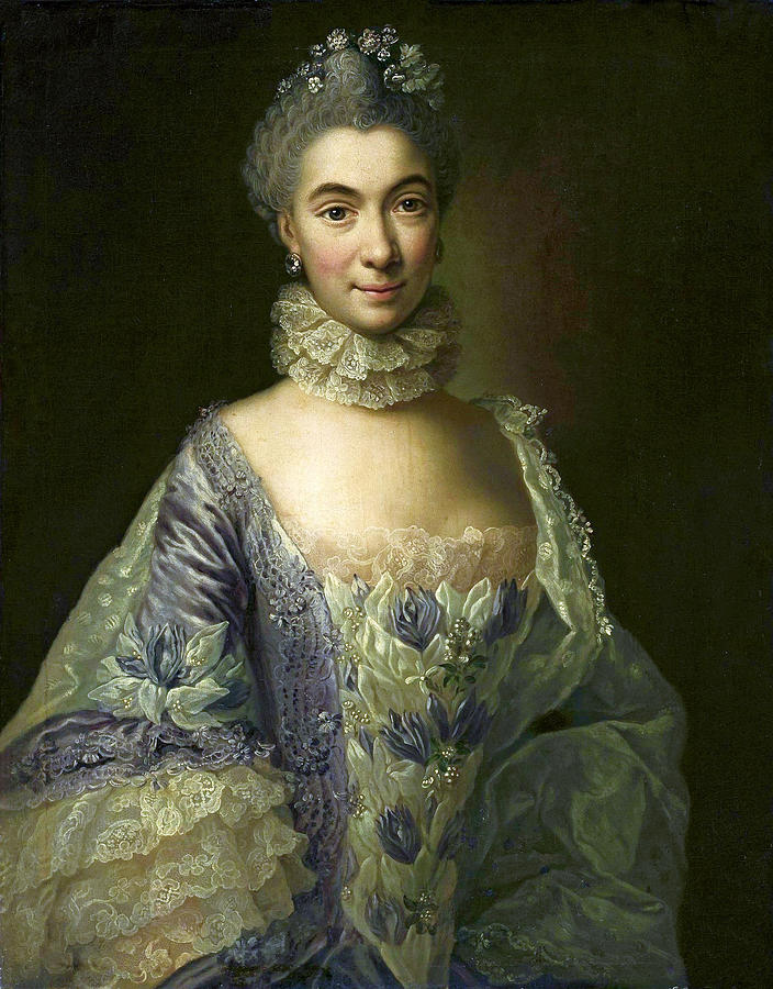 Portrait of a lady in lavender dress Painting by Anna Rosina de Gasc