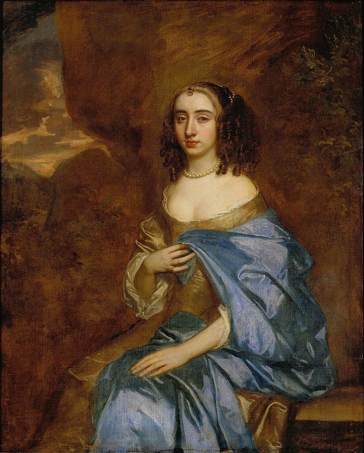 Portrait Of A Lady With A Blue Drape Painting by Lely Sir Peter | Fine ...