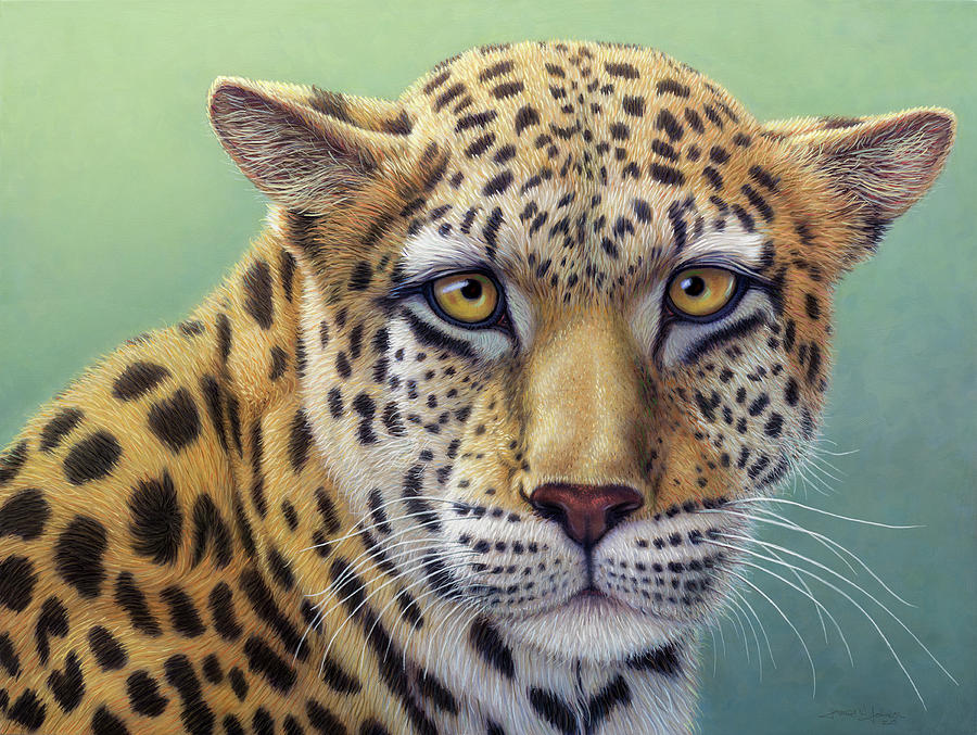 Portrait of a Leopard Painting by James W Johnson