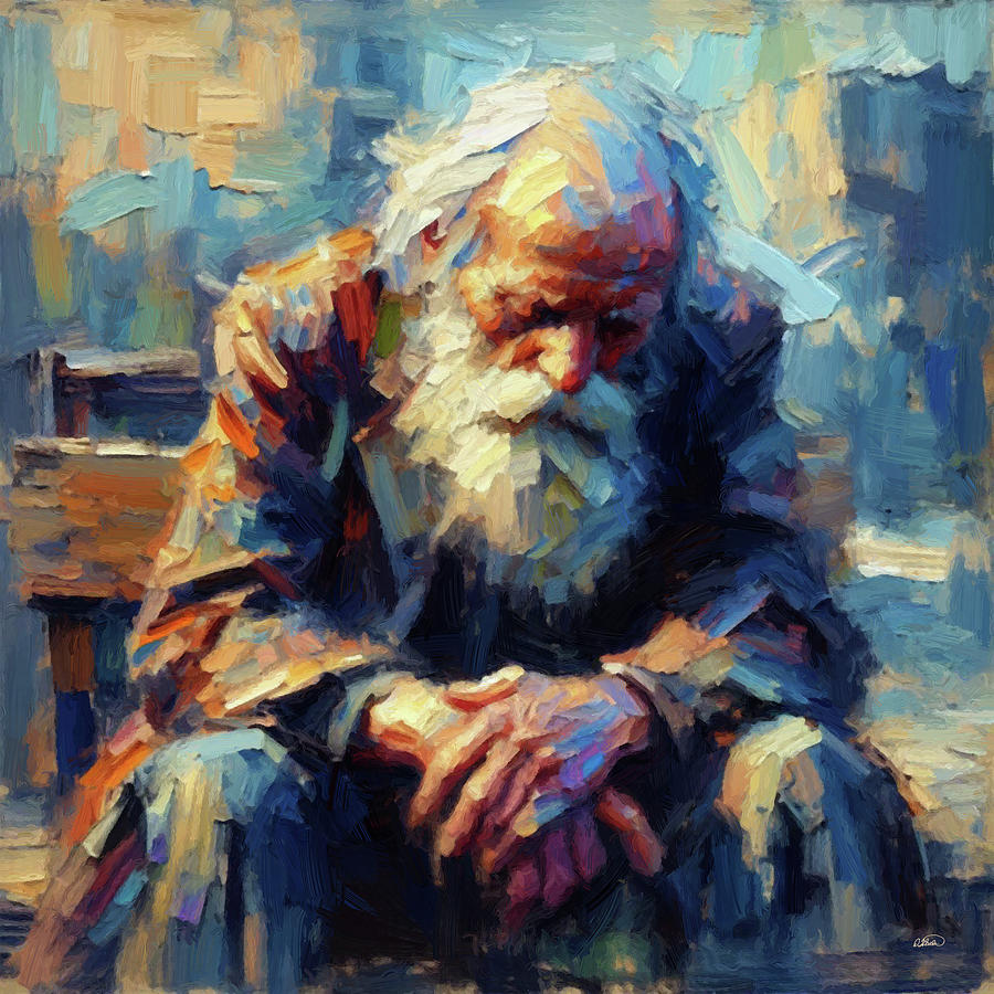 Portrait of a Lonely Old Man - DWP1701698 Painting by Dean Wittle