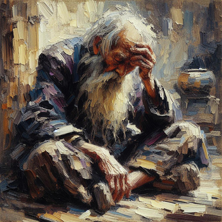 Portrait of a Lonely Old Man - DWP1701703 Painting by Dean Wittle