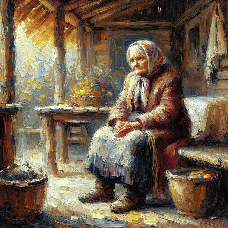 Portrait of a Lonely Old Woman - DWP1701468 Painting by Dean Wittle