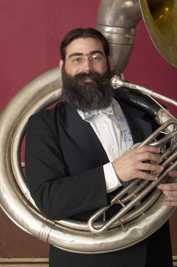 Portrait of a Male Tuba Player in an Old-Fashioned Suit Photograph by Gregory Costanzo