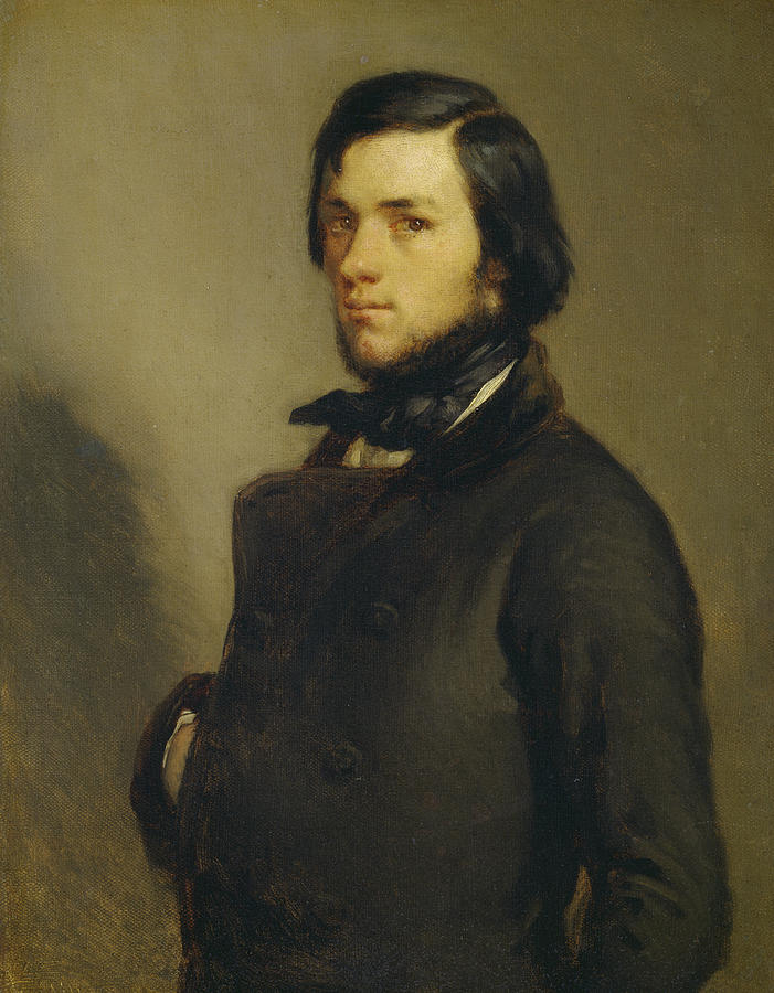 Portrait of a Man, circa 1845 Painting by Jean-Francois Millet