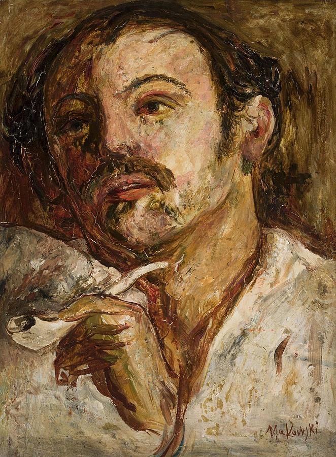 Portrait of a man with a smoking pipe Painting by Tadeusz Makowski ...