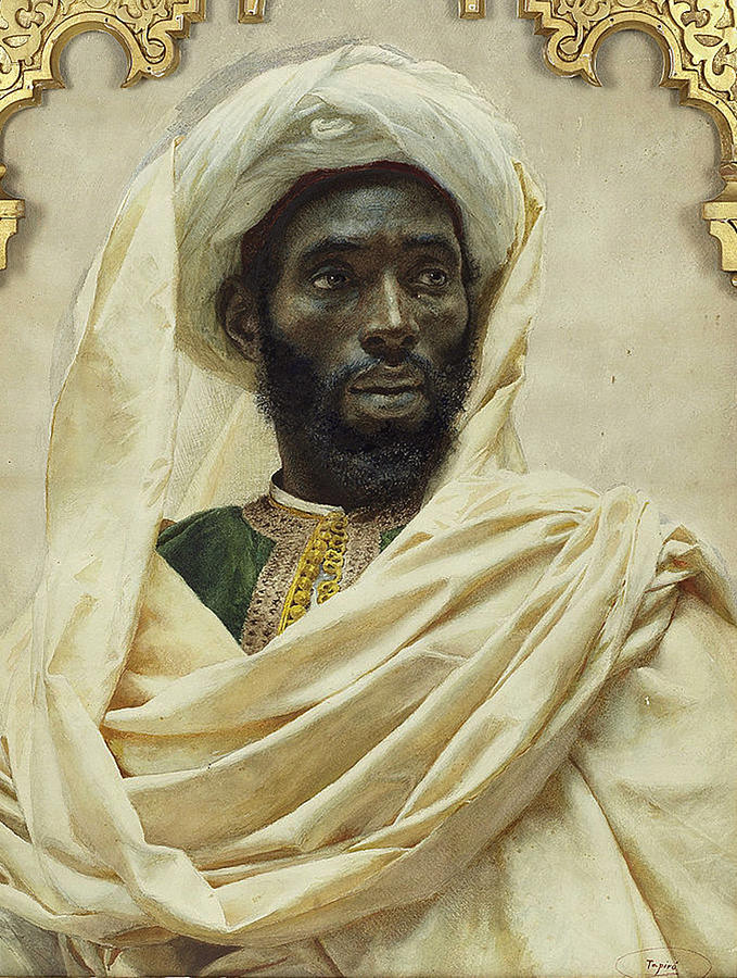 Portrait of a Moroccan man Painting by Jose Tapiro y Baro