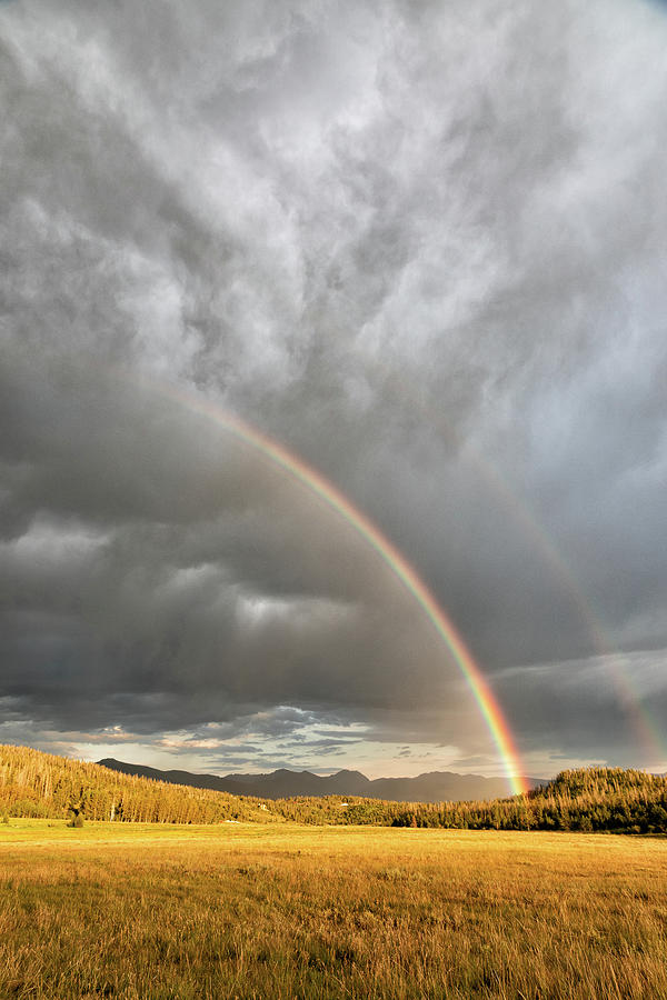 Portrait of a Mountain Double Rainbow Photograph by Tony Hake