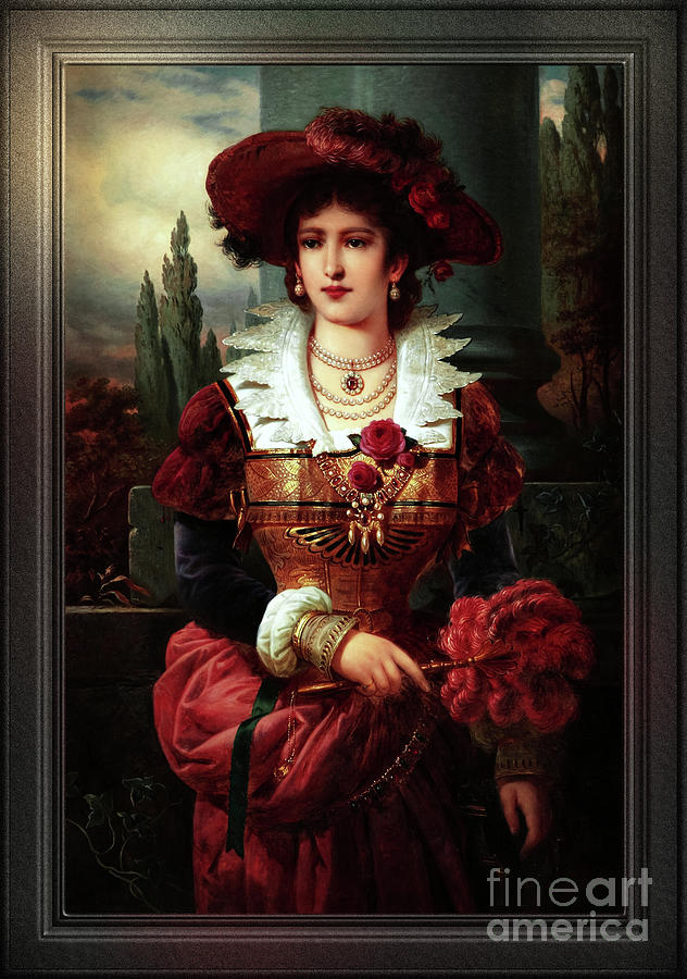 Portrait Of A Noble Lady by Franz Seraph Russ Old Masters Classical Art Reproduction Painting by Rolando Burbon