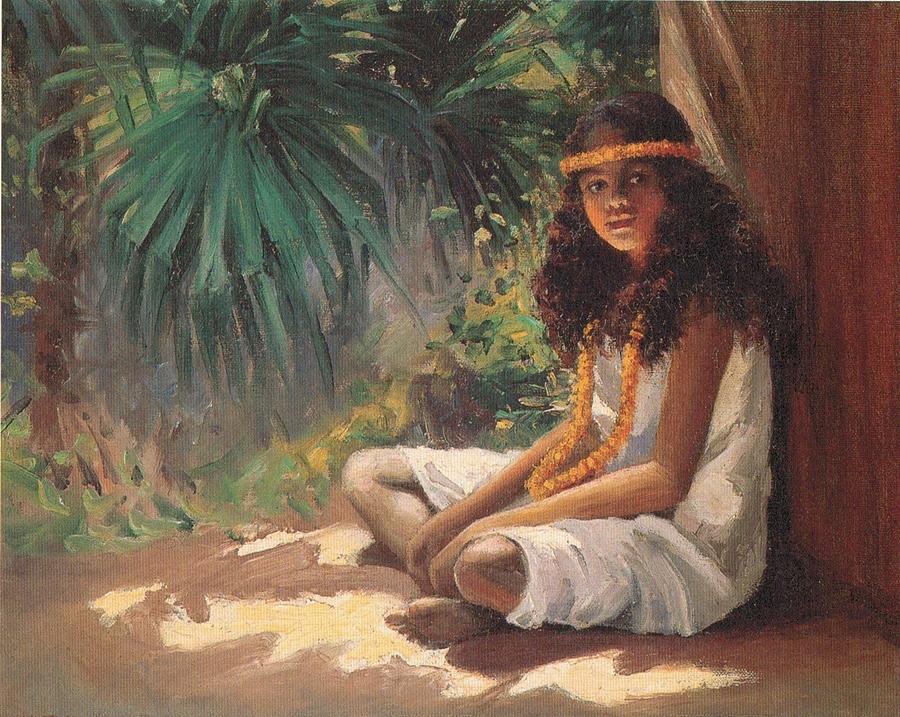 Portrait Painting -  Portrait of a Polynesian Girl, oil on canvas painting by Helen Thomas Dranga, c. 1910 by Helen Thomas Dranga