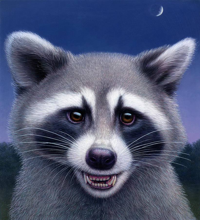 Wildlife Painting - Portrait of a Raccoon by James W Johnson