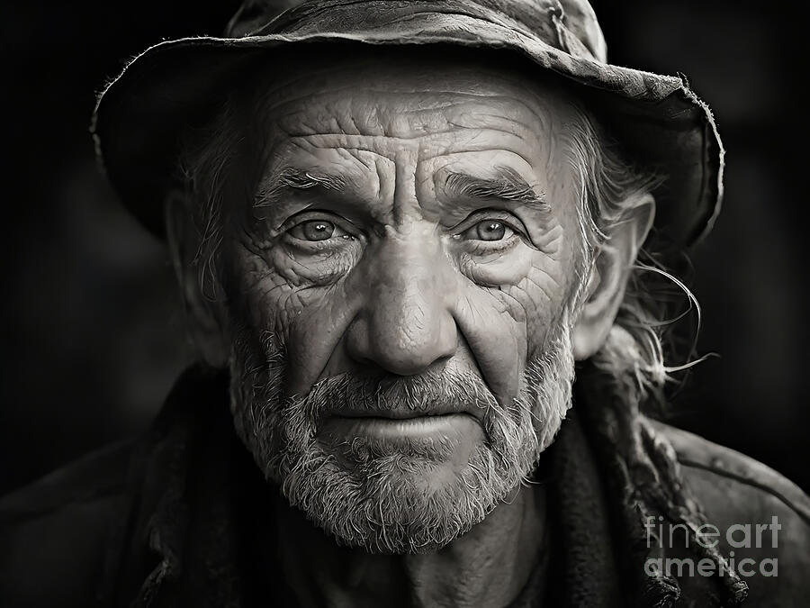 Black And White Photograph - Portrait of a Single Soul AI by Mike Nellums