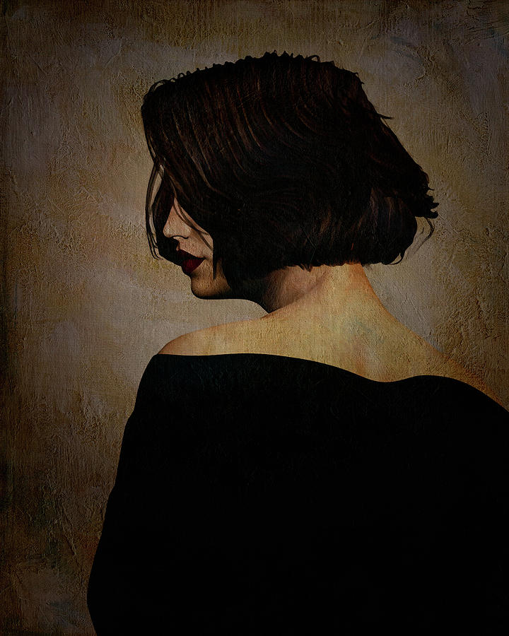 Portrait of a woman in a black dress Digital Art by Jan Keteleer