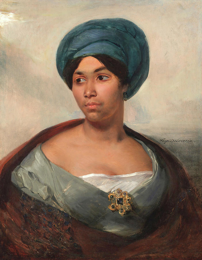 Portrait Of A Woman In A Blue Turban Painting