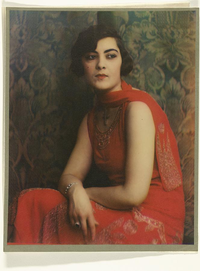 Portrait of a Woman in a Red Dress, Jacob Merkelbach, 1920  Painting by MotionAge Designs