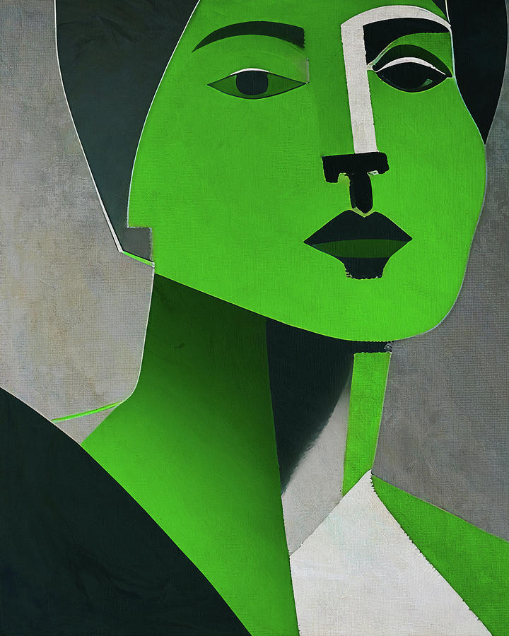 Portrait of a woman in green Digital Art by Jan Keteleer