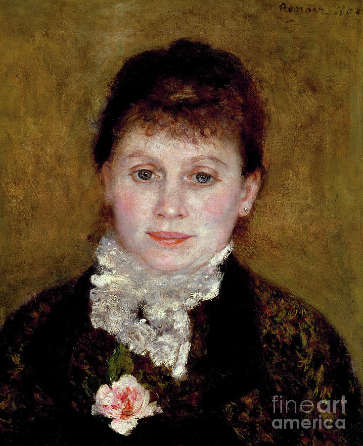 Portrait of a woman with a rose, 1880 Painting by Pierre-Auguste Renoir