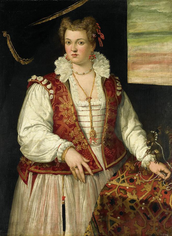 Portrait of a Woman with a Squirrel Painting by Attributed to Francesco Montemezzano