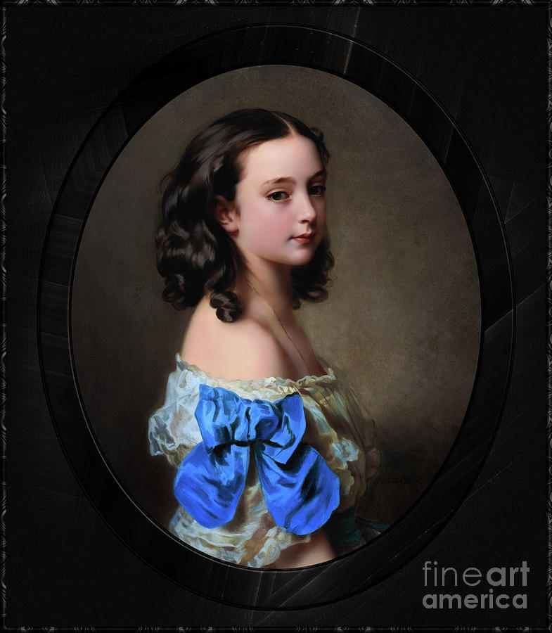 Portrait of a Young Girl Thought To Be Princess Essling  by Hermann Winterhalter Classical Art Painting by Rolando Burbon