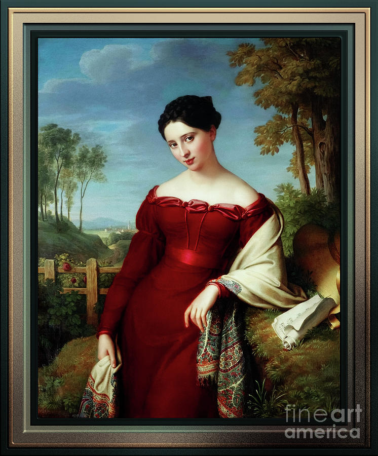 Portrait of a Young Lady by Eduard Friedrich Leybold Xzendor7 Old Masters Reproductions Painting by Rolando Burbon