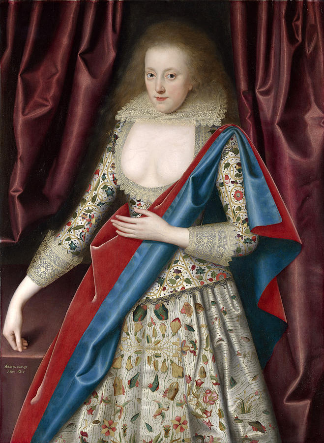 Portrait of a Young Lady, possibly Jane, Lady Thornhaugh Painting by William Larkin