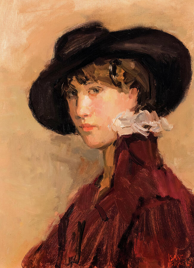 Portrait Painting - Portrait of a Young Lady with Hat by Isaac Israels
