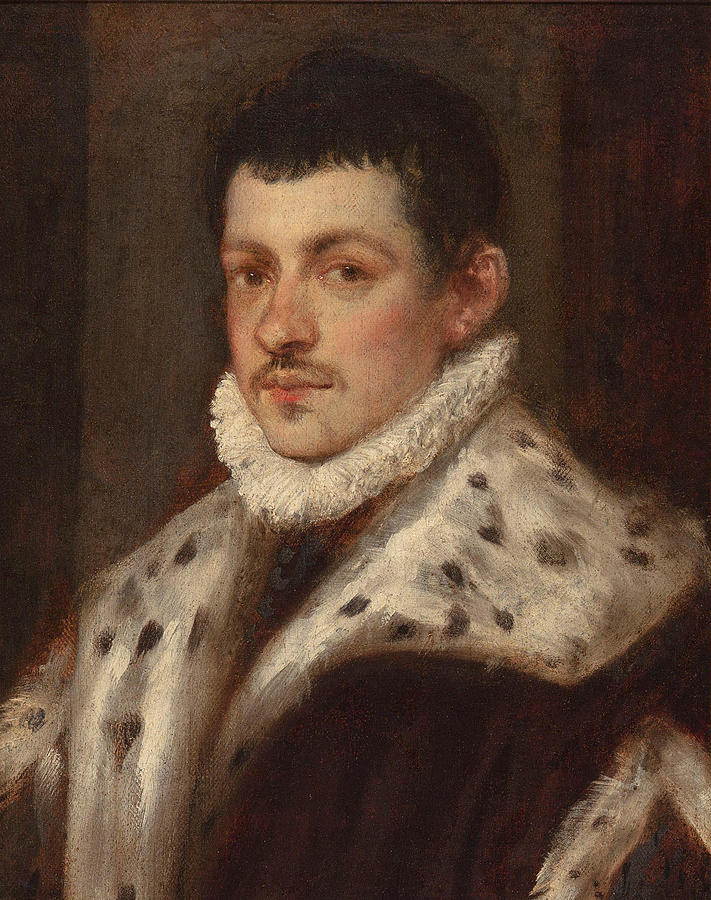 Tintoretto Painting - Portrait of a Young Man with an Ermine Trimmed Coat  by Tintoretto  Jacopo Robusti  attributed to