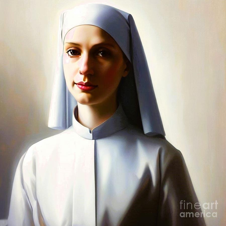 Portrait of a Young Nun 2 Digital Art by Julie Kaplan - Fine Art America