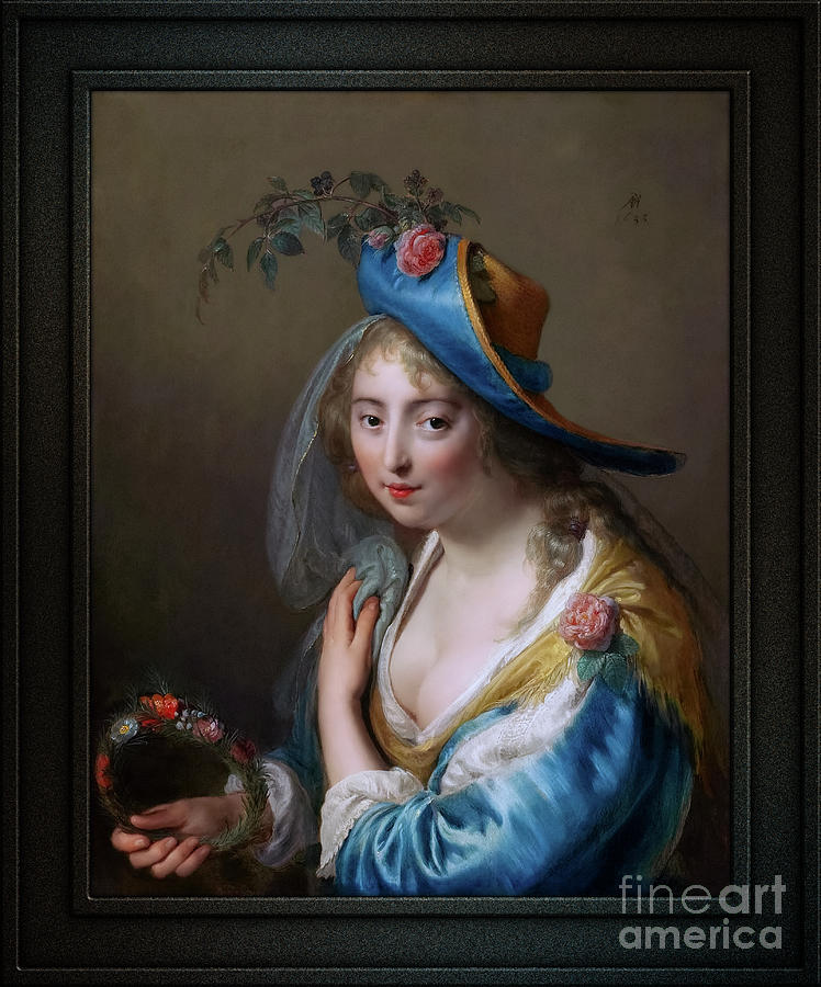 Portrait of a Young Woman as Flora by Paulus Moreelse Remastered Xzendor7 Classical Art Reprodution Painting by Rolando Burbon