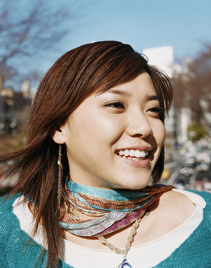 Portrait of a Young Woman Wearing a Scarf Photograph by A J James